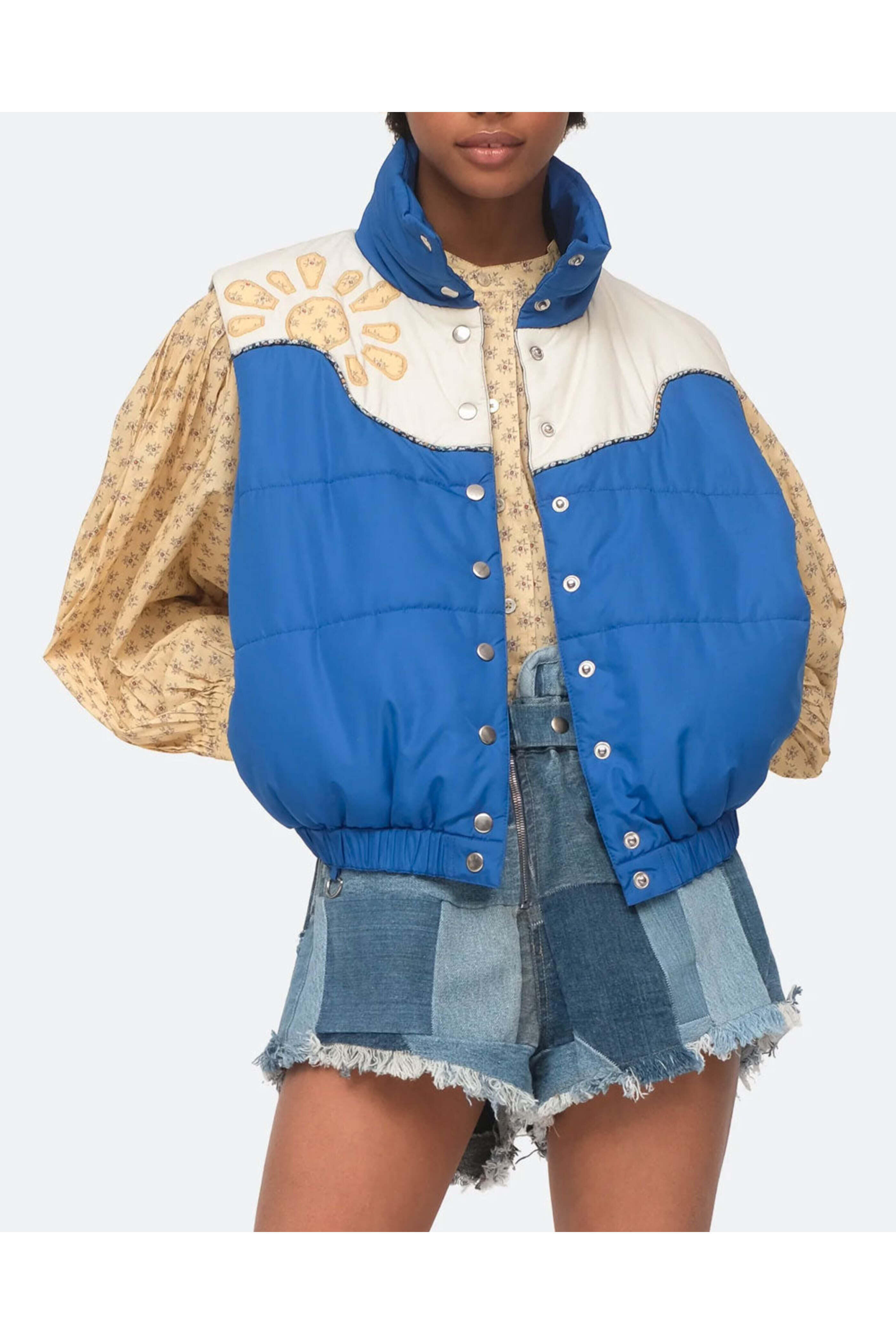 Sea NYC - Blue Pascala Print Puffer Vest | Mitchell Stores