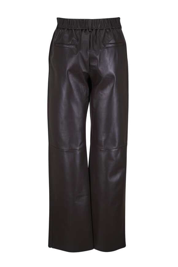 Antonelli Perlage Chocolate Wide-Leg Leather Pant - view 3