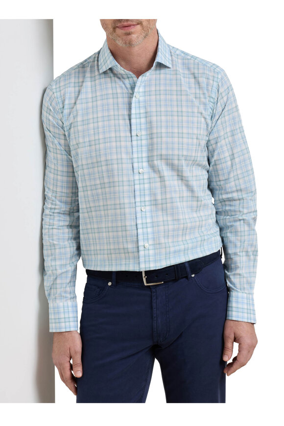 Peter Millar Tropea Light Willow Check Cotton Sport Shirt - view 2