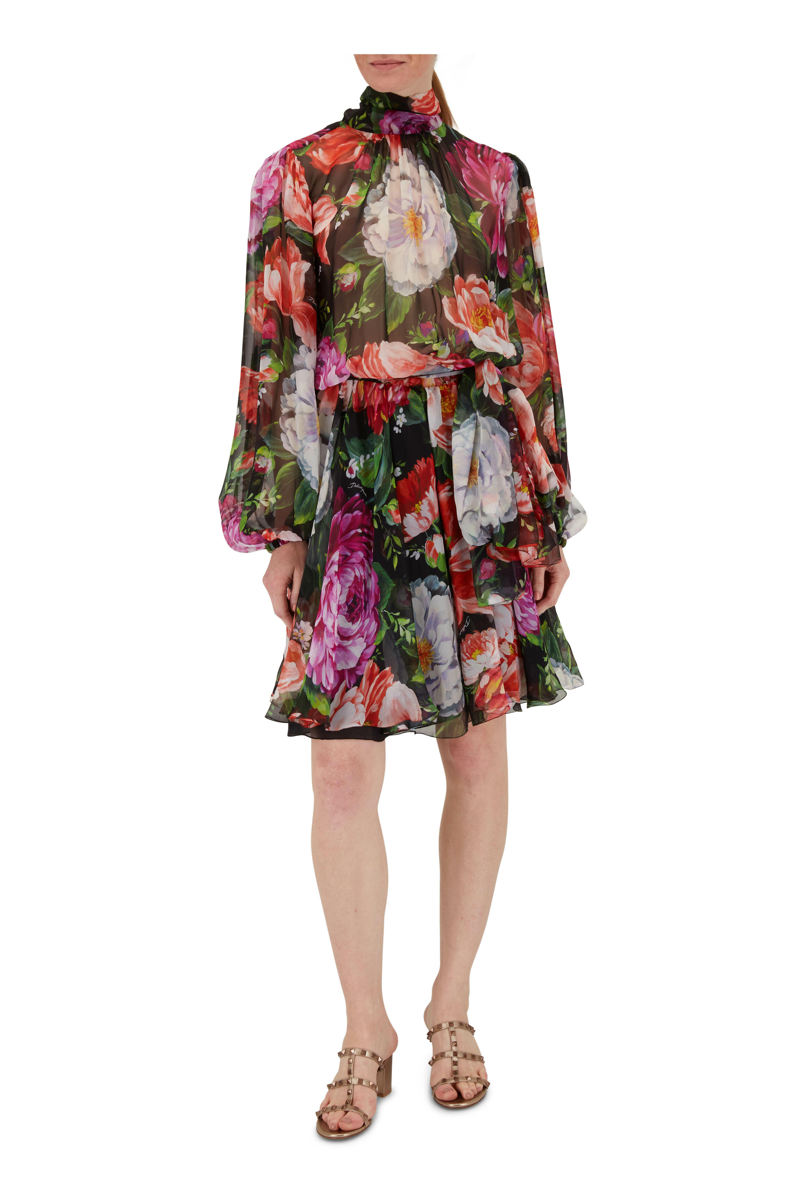 Dolce & Gabbana Multicolor Floral Silk Chiffon Dress