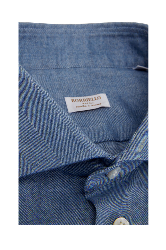 Borriello - Light Blue Cotton & Cashmere Dress Shirt