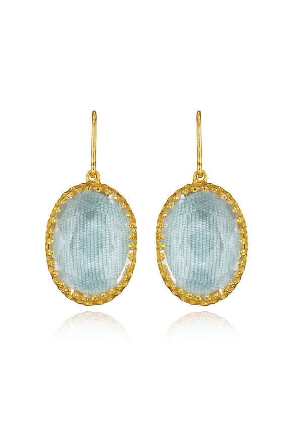 Larkspur & Hawk 18k Yellow Gold Quartz Moire Drop Earring