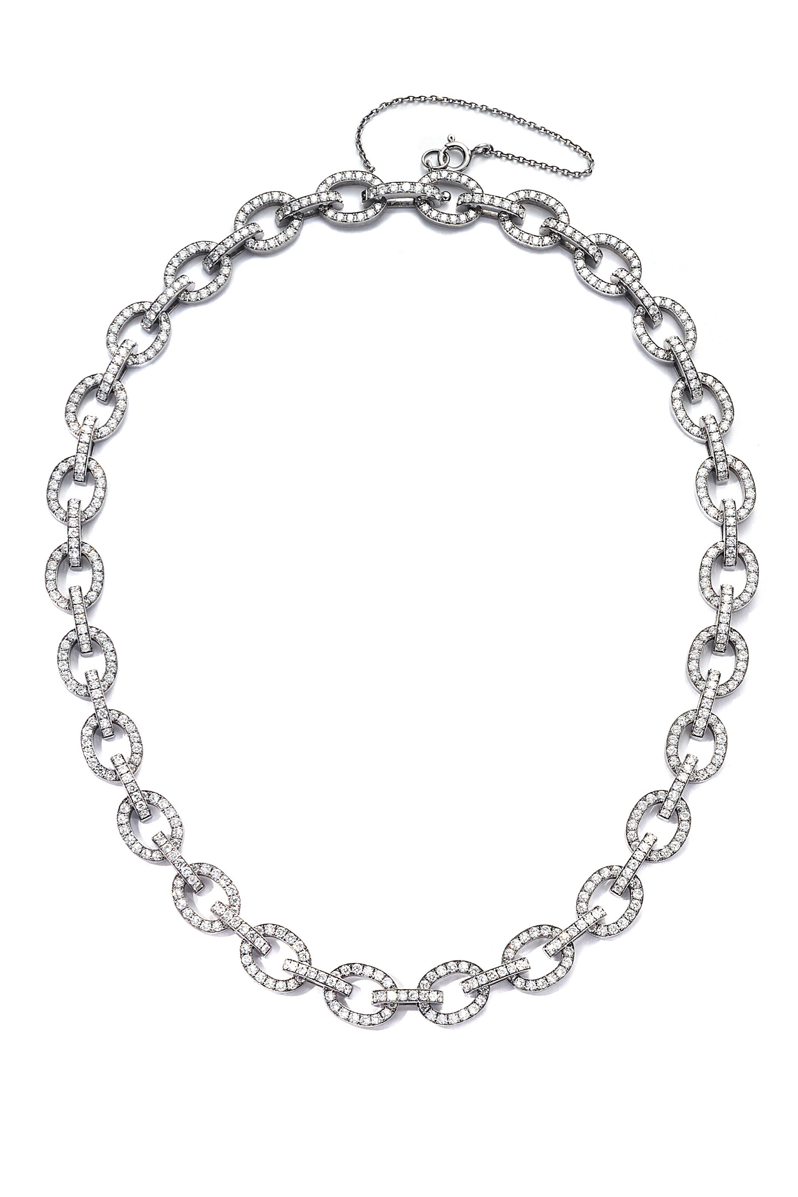 Nam Cho - 18-karat White Gold Diamond Oval Link Necklace - view 1