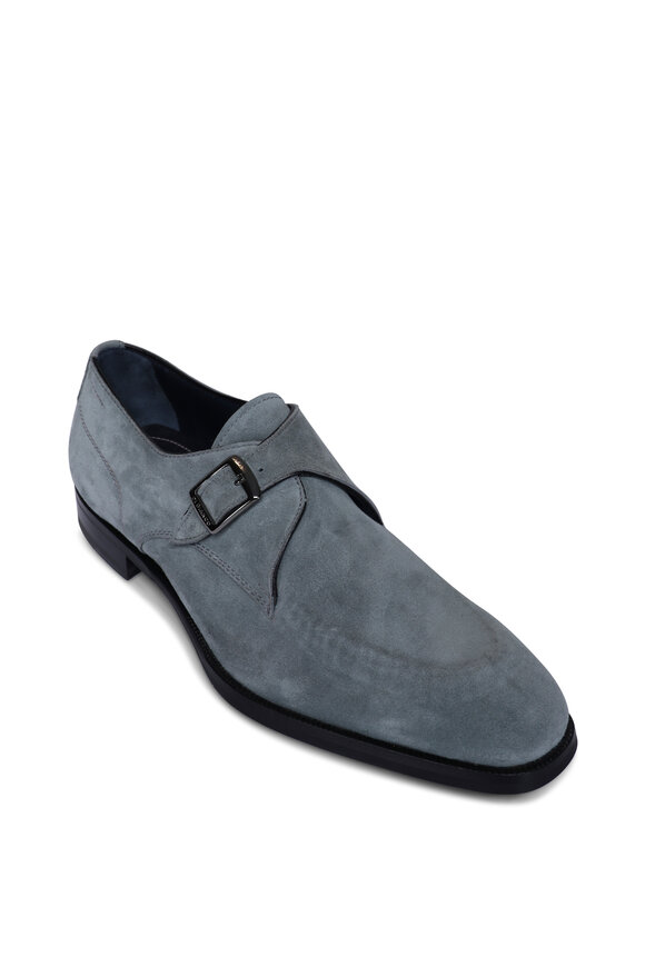 Scarpe di Bianco Parma Castor Suede Single Monk Strap Loafer