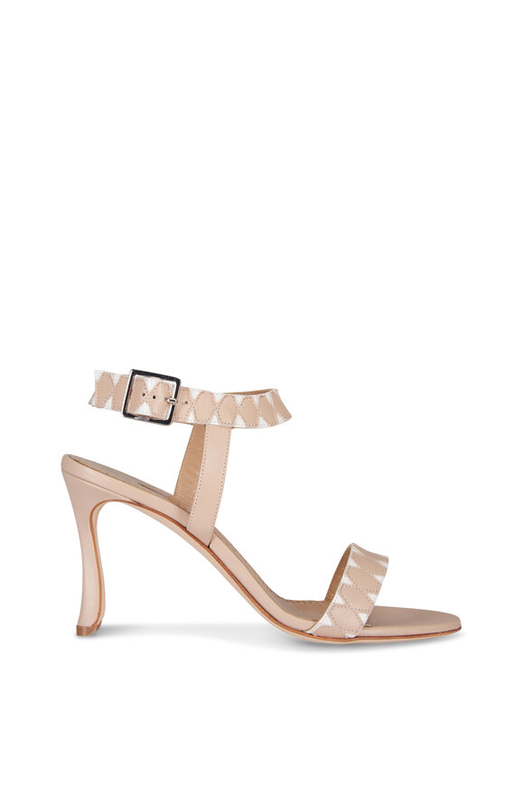 Manolo Blahnik Coron Hydra Neutral Leather Sandal, 90mm - view 2