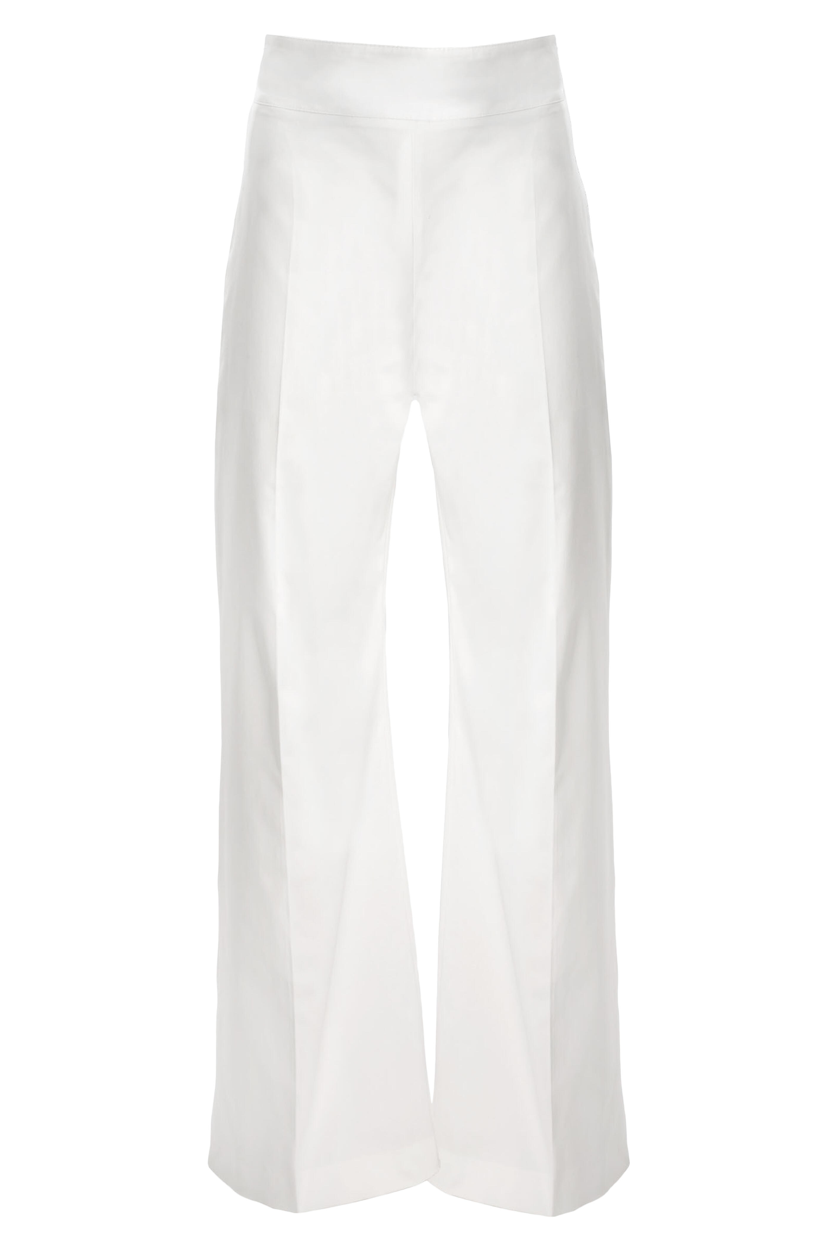 Carolina Herrera - White Stretch Cotton Sateen Wide Leg Pant