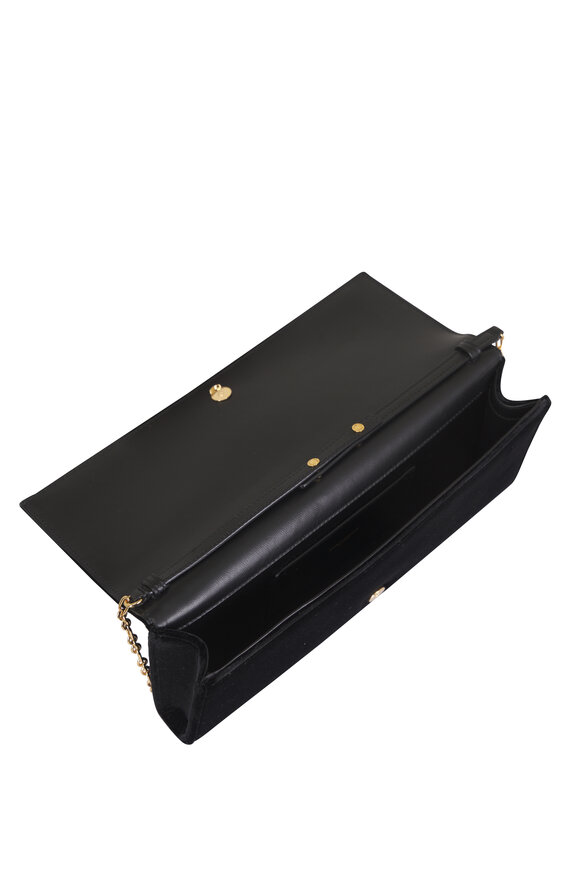Saint Laurent Kate Black Velour Chain Clutch - view 4