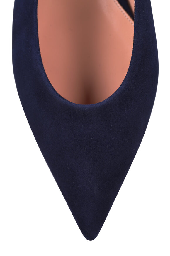 Gianvito Rossi Robbie Navy Suede Slingback - view 5