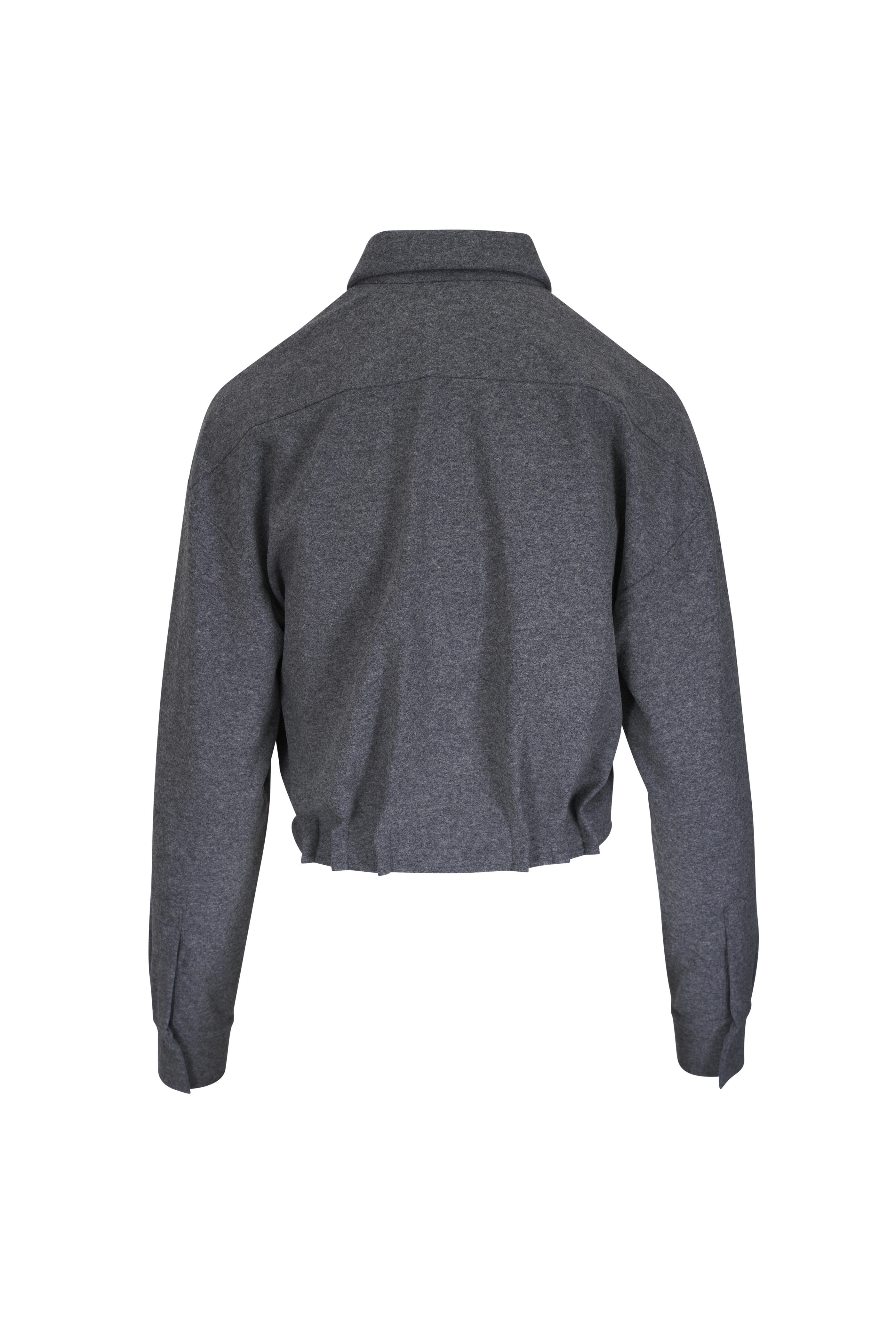 Odeeh - Light Gray Flannel Cropped Button Down Shirt