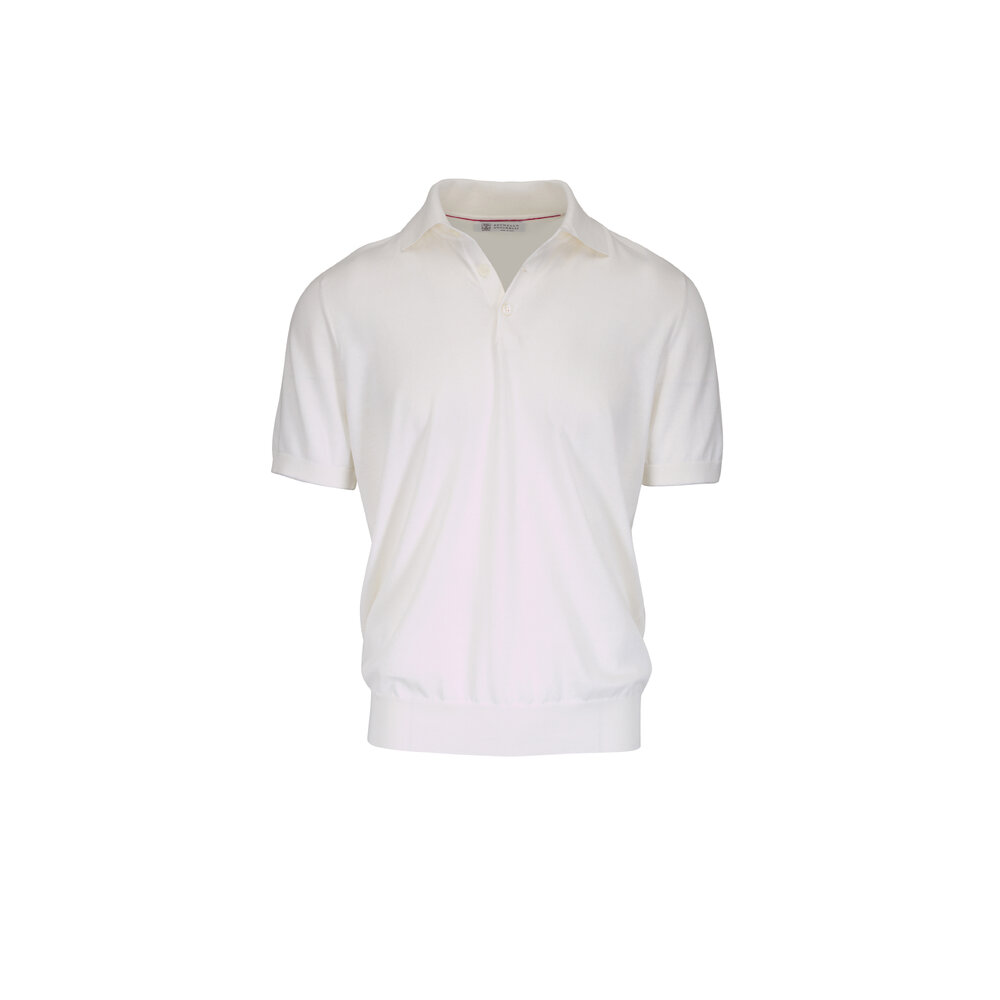 Brunello Cucinelli - White Cotton Polo | Mitchell Stores