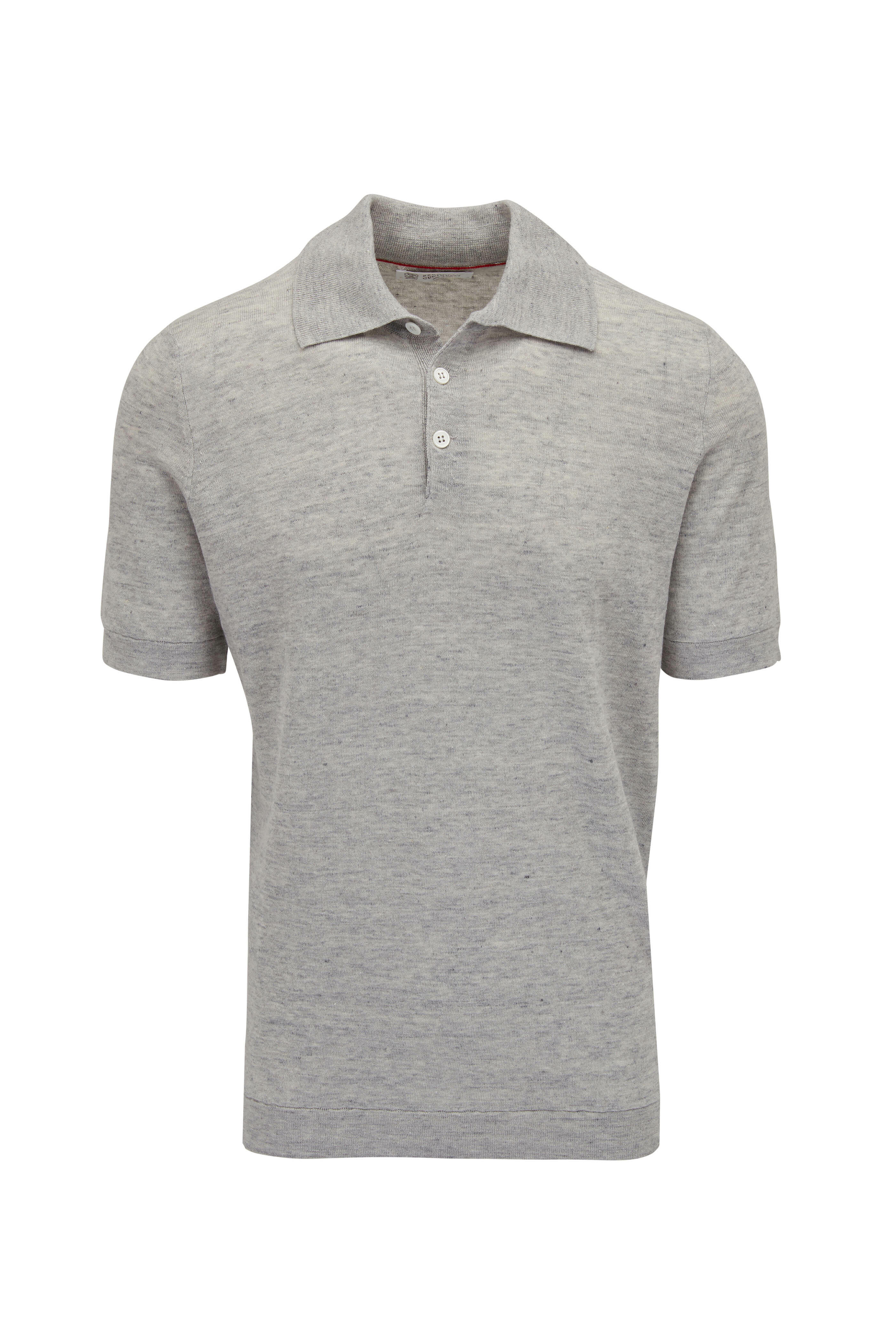 Brunello Cucinelli - Light Gray Linen & Cotton Polo