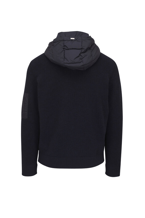 Herno Navy Wool Hooded Down Jacket - view 3