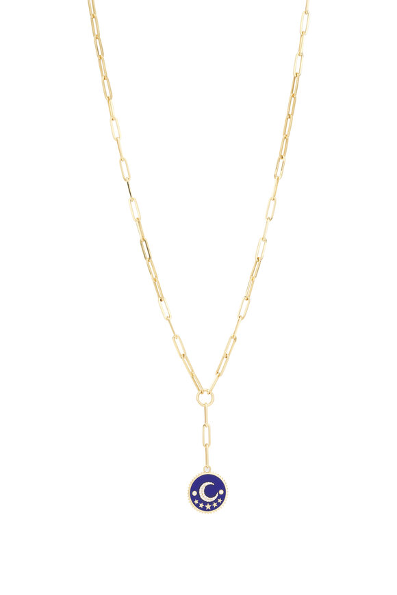 Foundrae Blue Crescent Champleve Fob Extension Necklace - view 1