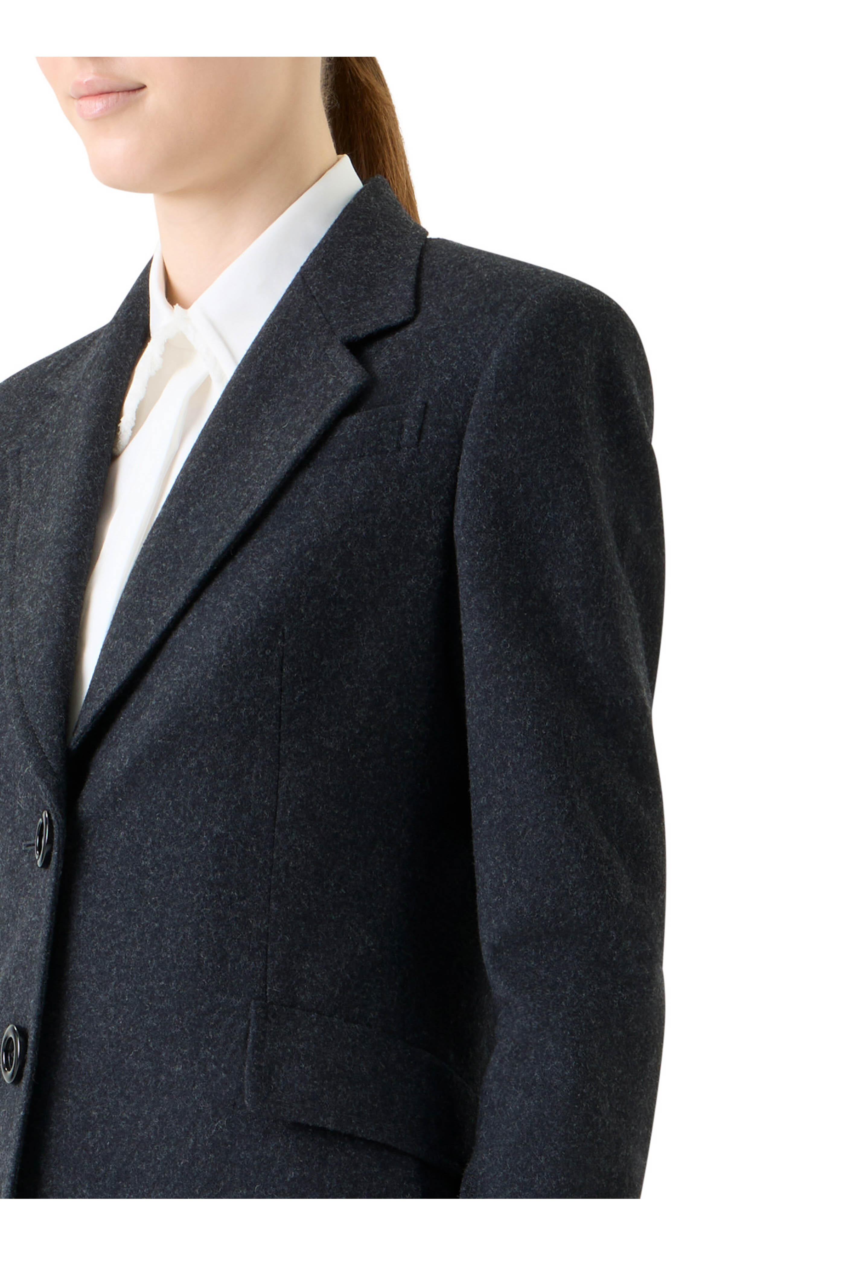 Akris Punto - Boyfriend Charcoal Gray Heavy Wool Flannel Blazer