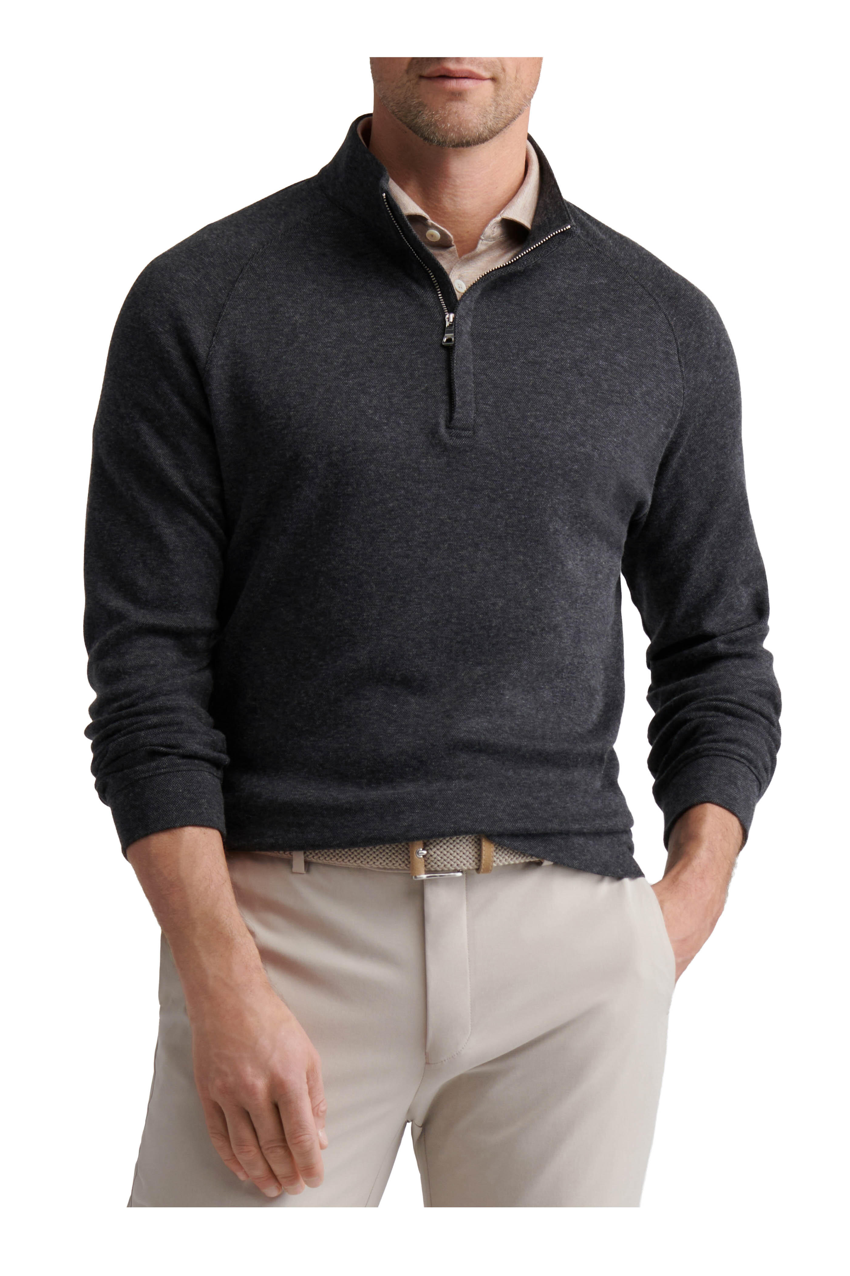Peter Millar - Birdseye Charcoal Gray Quarter Zip Pullover