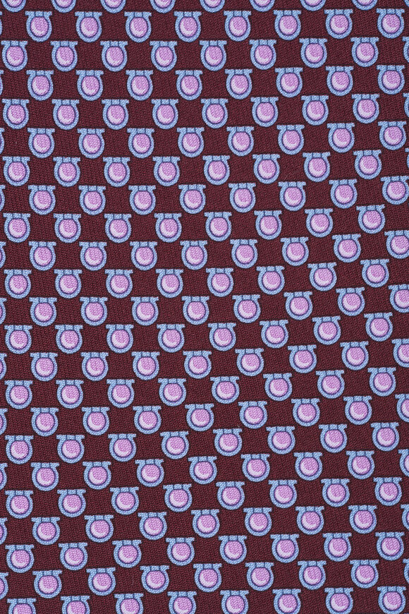 Ferragamo Burgundy Gancini Print SIlk Necktie - view 2