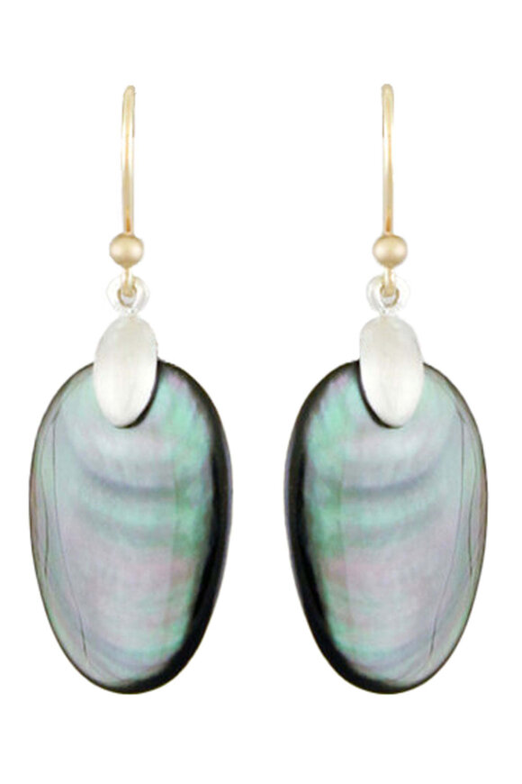 Ted Muehling Silver Black Mother of Pearl Small Chip Earrings - view 1