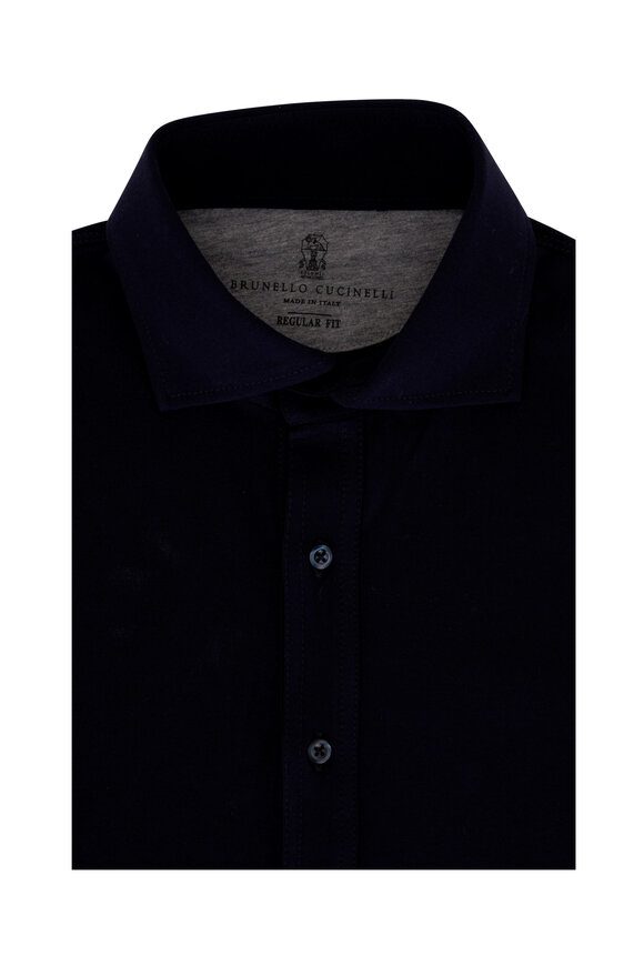 Brunello Cucinelli - Navy Blue Cotton Knit Polo 