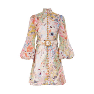 【Zimmermann】ILLUSTRATION BELTED MINI DRESS ベルト付 ミニ Illustration Belted Mini Dress | SHOP BAZAAR