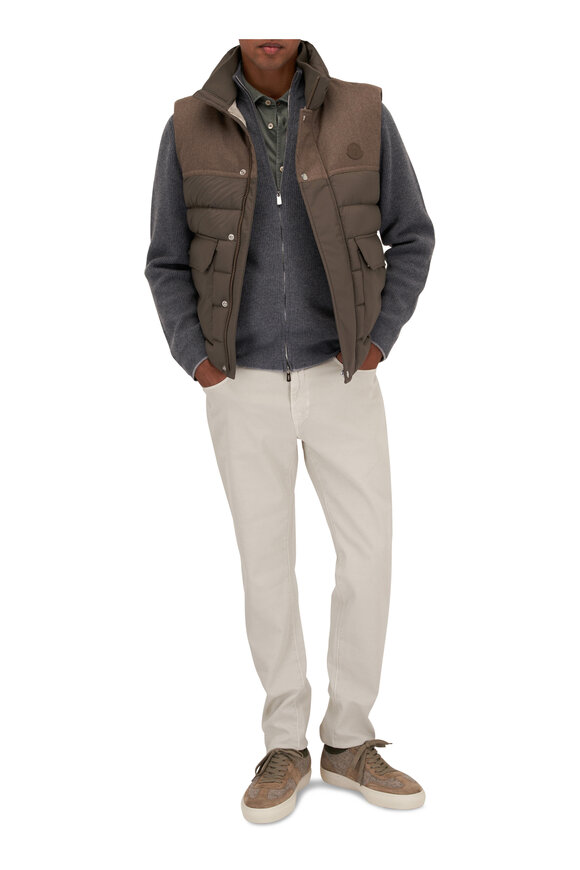 Moncler - Rance Light Brown Mixed Media Down Vest 