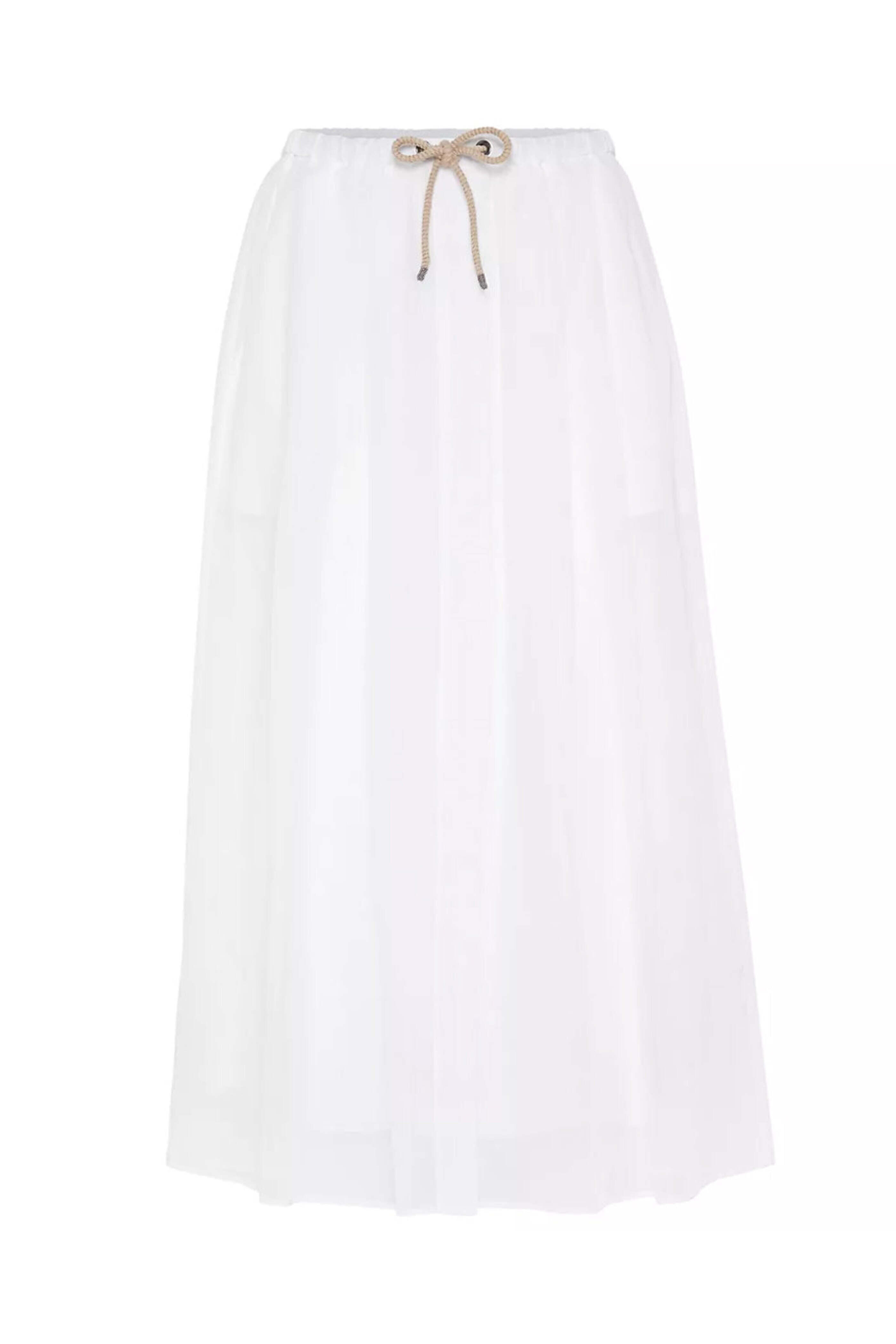 Brunello cucinelli ガーゼスカート Brunello Cucinelli - White Gauze Drawstring Midi Skirt