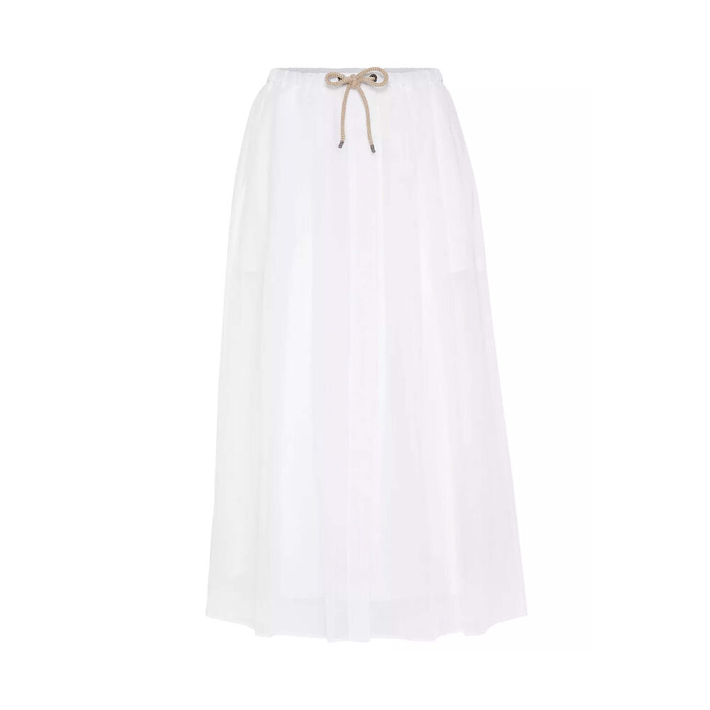 スカート BRUNELLO CUCINELLI 'Bubble Hem' skirt White M0F79G3812 Brunello Cucinelli - White Techno Cotton Bubble Hem Midi Skirt