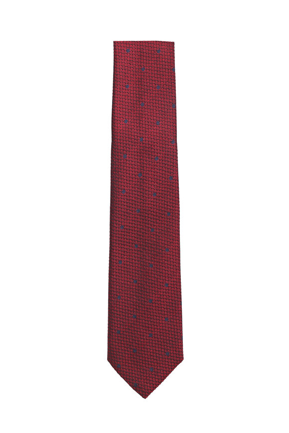 Geoff Nicholson Red & Navy Blue Dotted Necktie