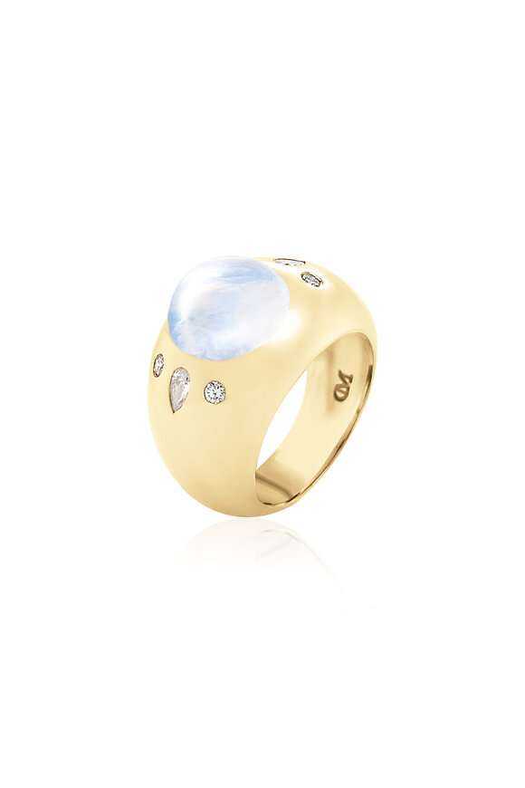 Claudia Mae - Moonstone & Diamond Chunky Nomad Ring