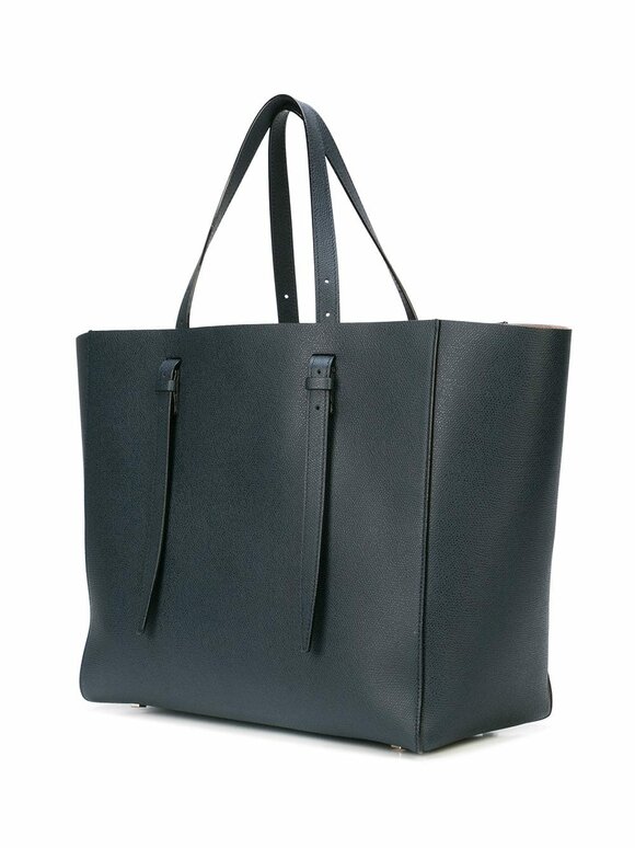 Valextra - Navy Blue Soft Leather Large Carryall Tote