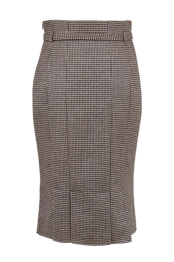 Akris - Black & Taupe Houndstooth Midi Pencil Skirt