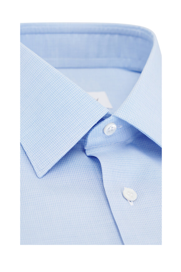 Brioni - Blue Textured Cotton Dress Shirt