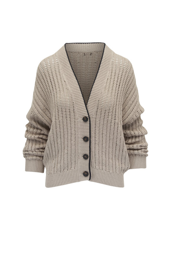 Brunello Cucinelli - Beige Cotton Open Knit Cardigan