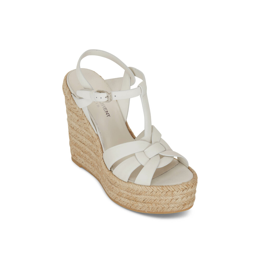 Saint Laurent - Tribute Porcelain Leather Espadrille Wedge, 95mm