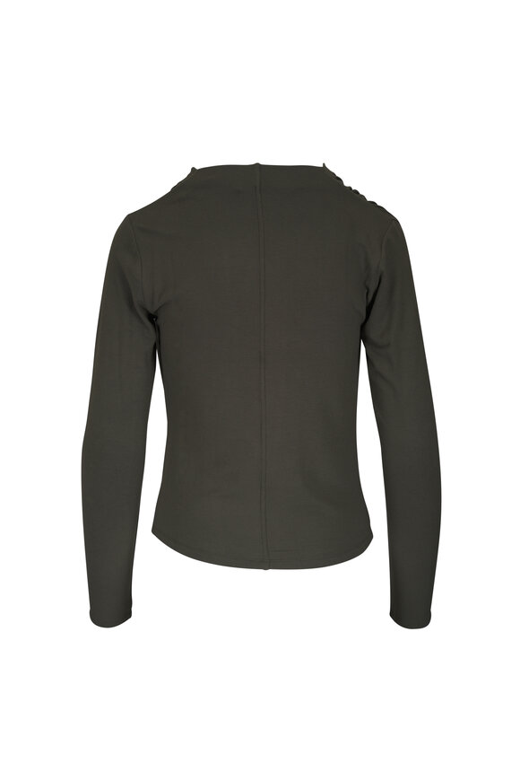 Vince Dark Moss Draped Cowl Neck Top - view 2