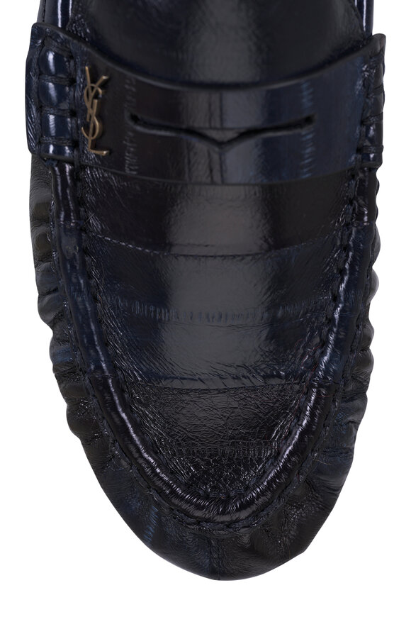 Saint Laurent Le Loafer Navy Blue Leather Mule - view 5