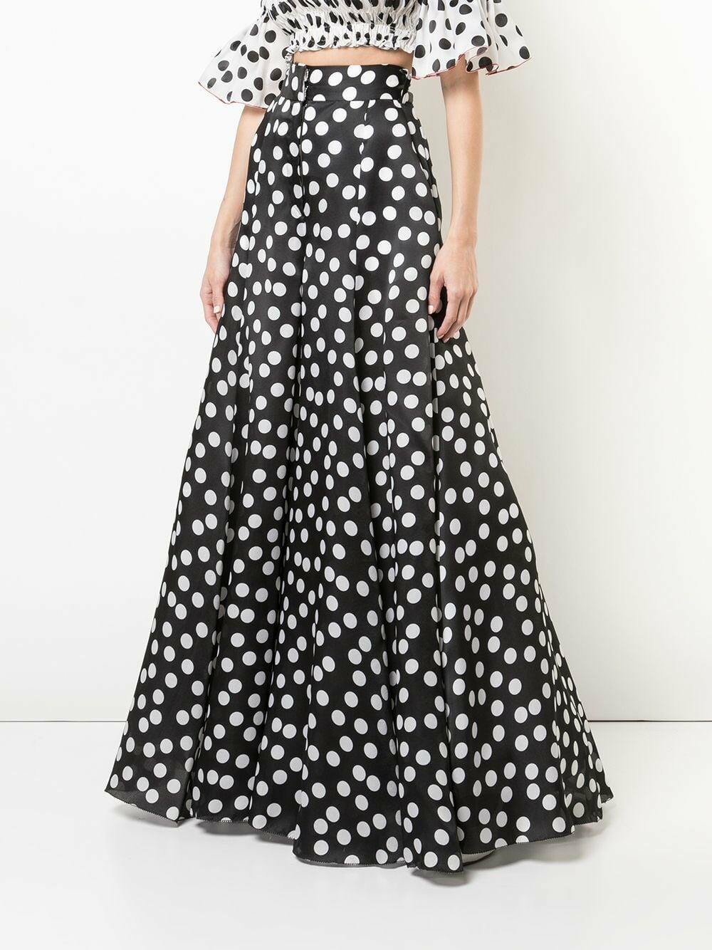 Carolina Herrera - Black & White Polka Dot Wide Leg Silk Pant