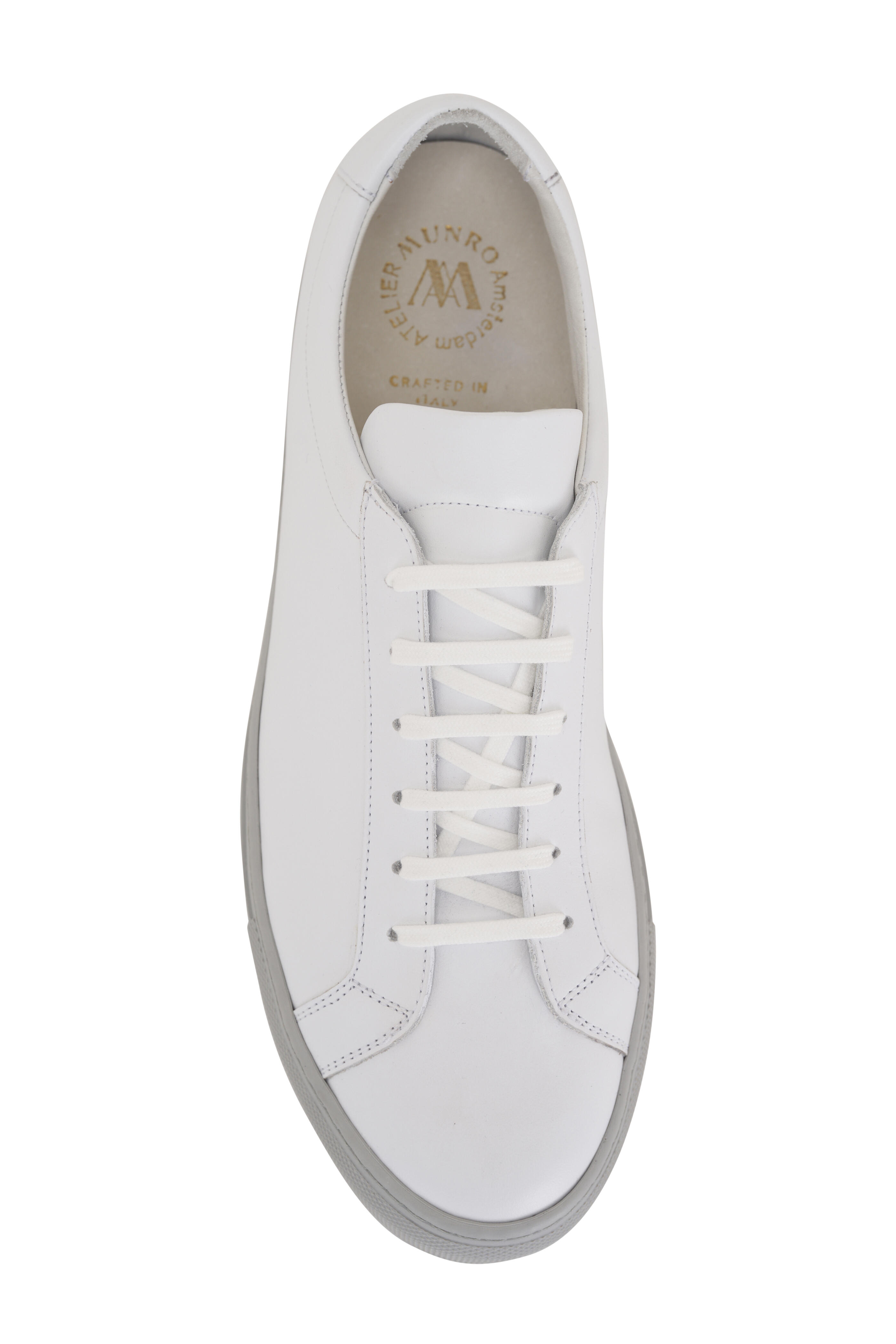 Atelier Munro - White & Light Gray Leather Low Top Sneaker
