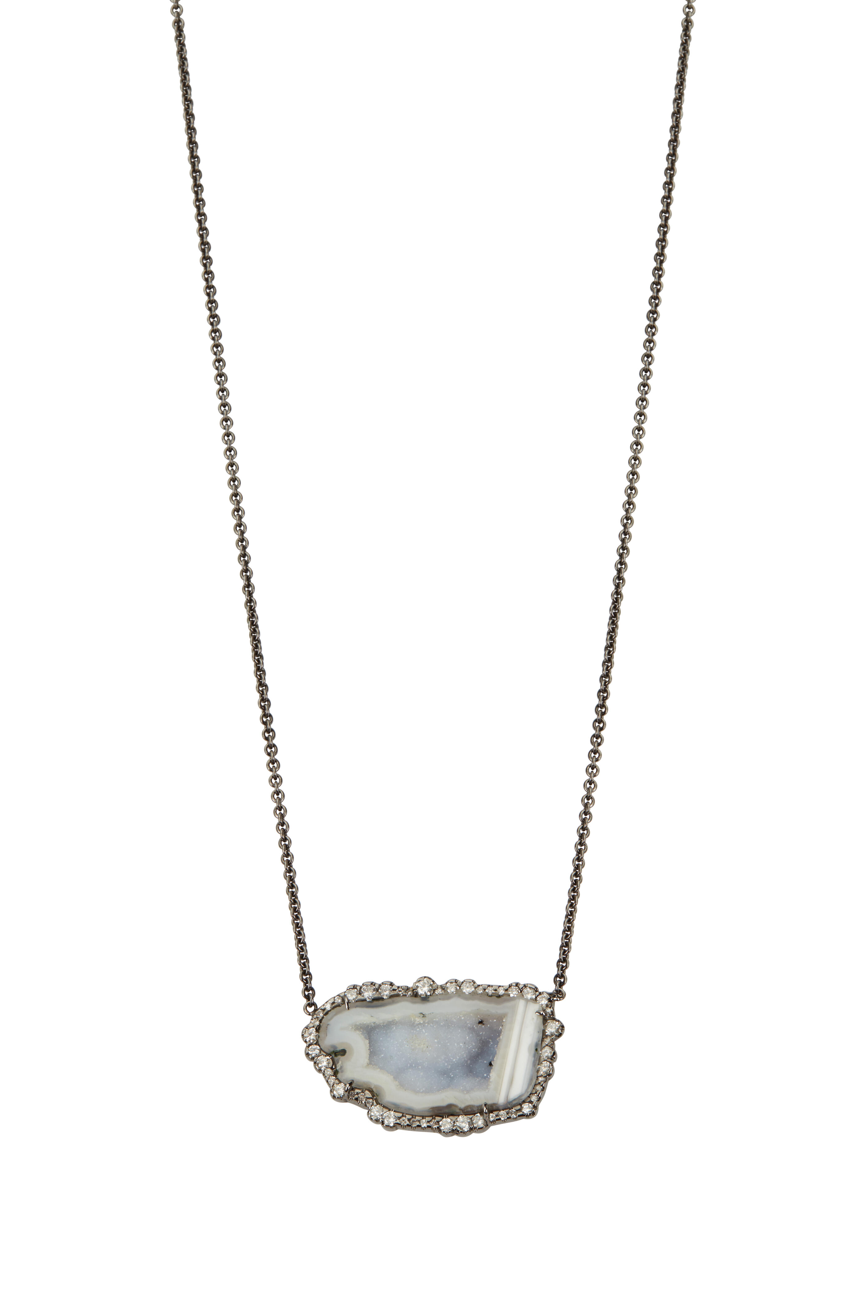 Kimberly McDonald - White Gold Light Blue Geode Diamond Necklace
