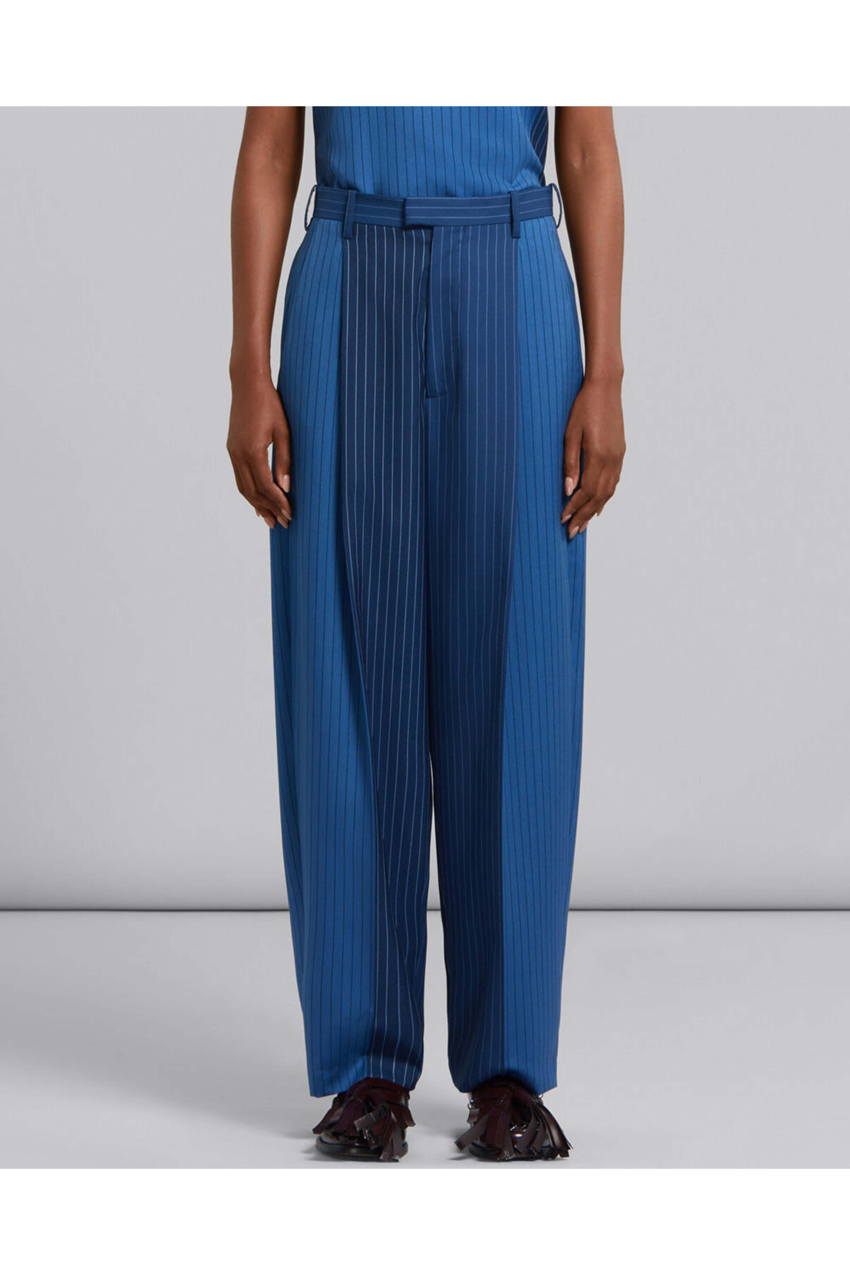 Marni - Blue Marine Degrade Pinstripe Trouser