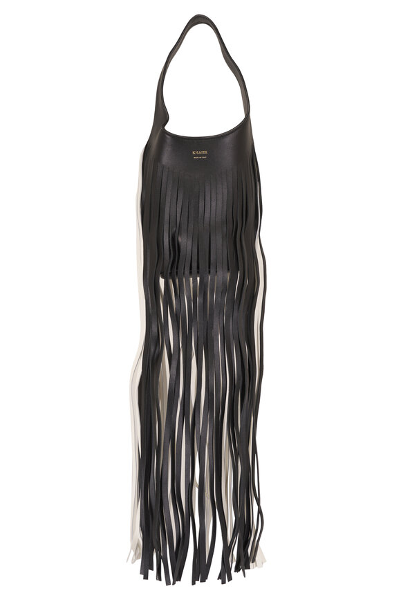 Khaite Small Livia Black & White Fringe Leather Bag - view 1