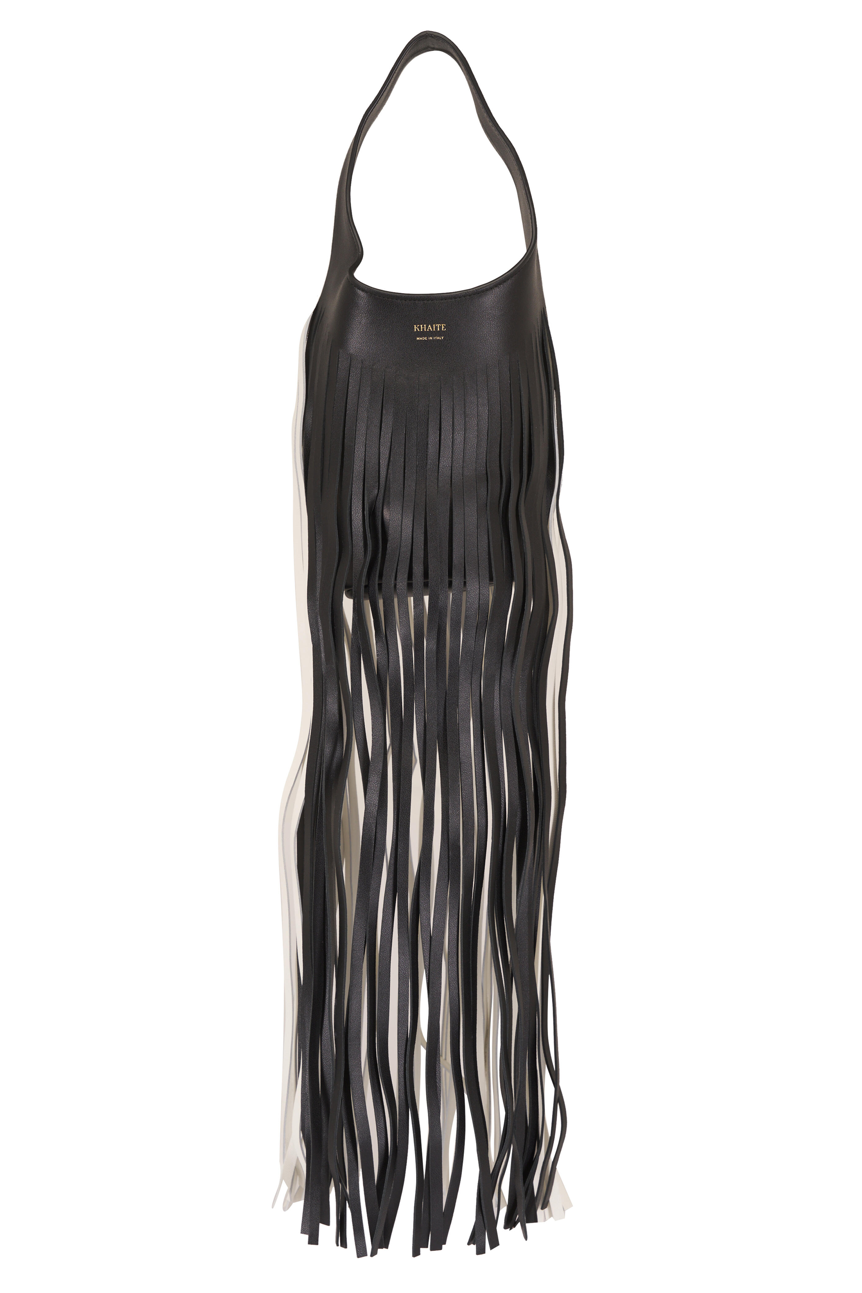 Khaite - Small Livia Black & White Fringe Leather Bag - view 1