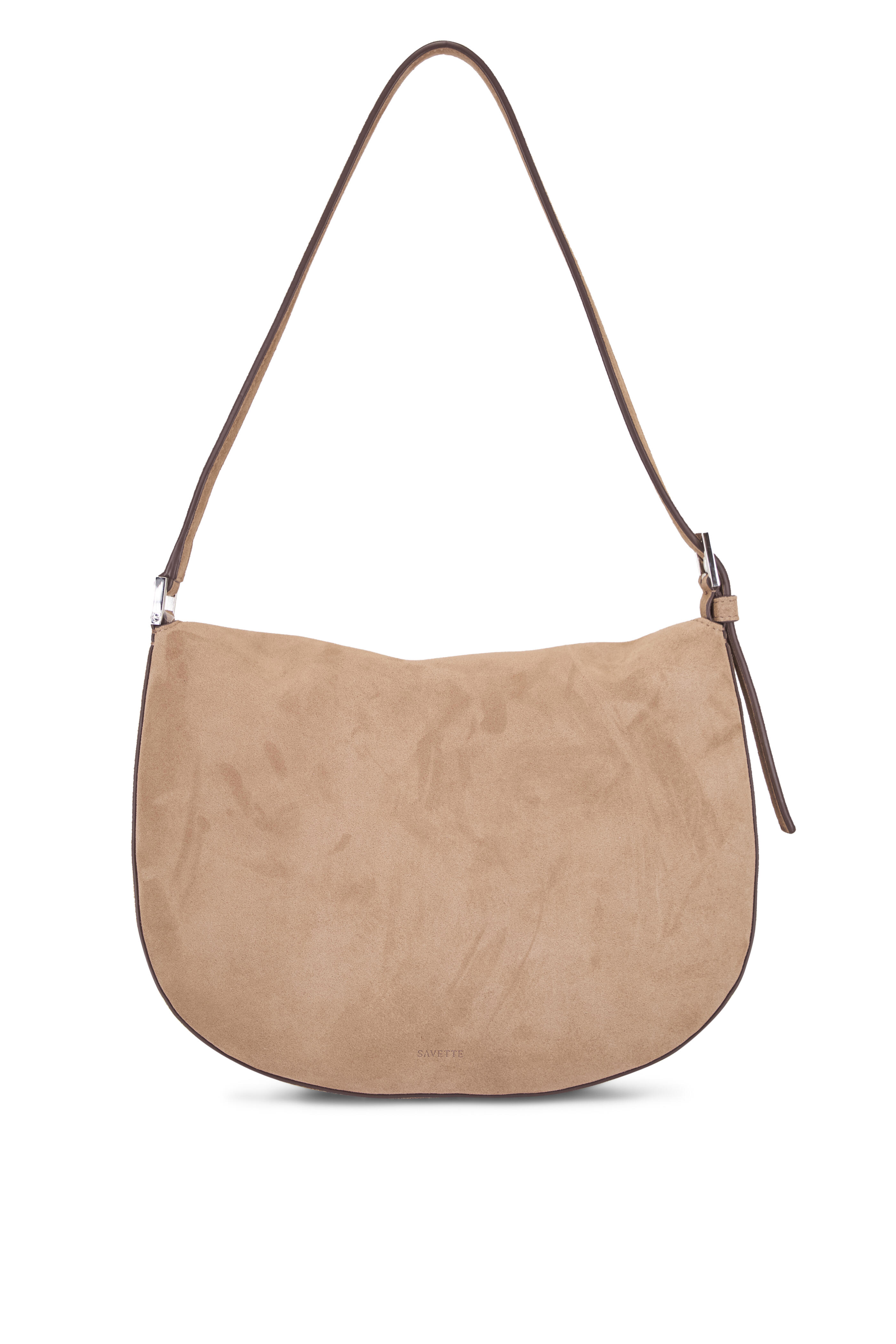 Savette - Small Tondo Taupe Suede Hobo Bag