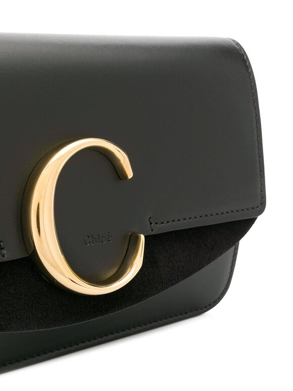 Chloé - C-Logo Black Leather Small Shoulder Bag