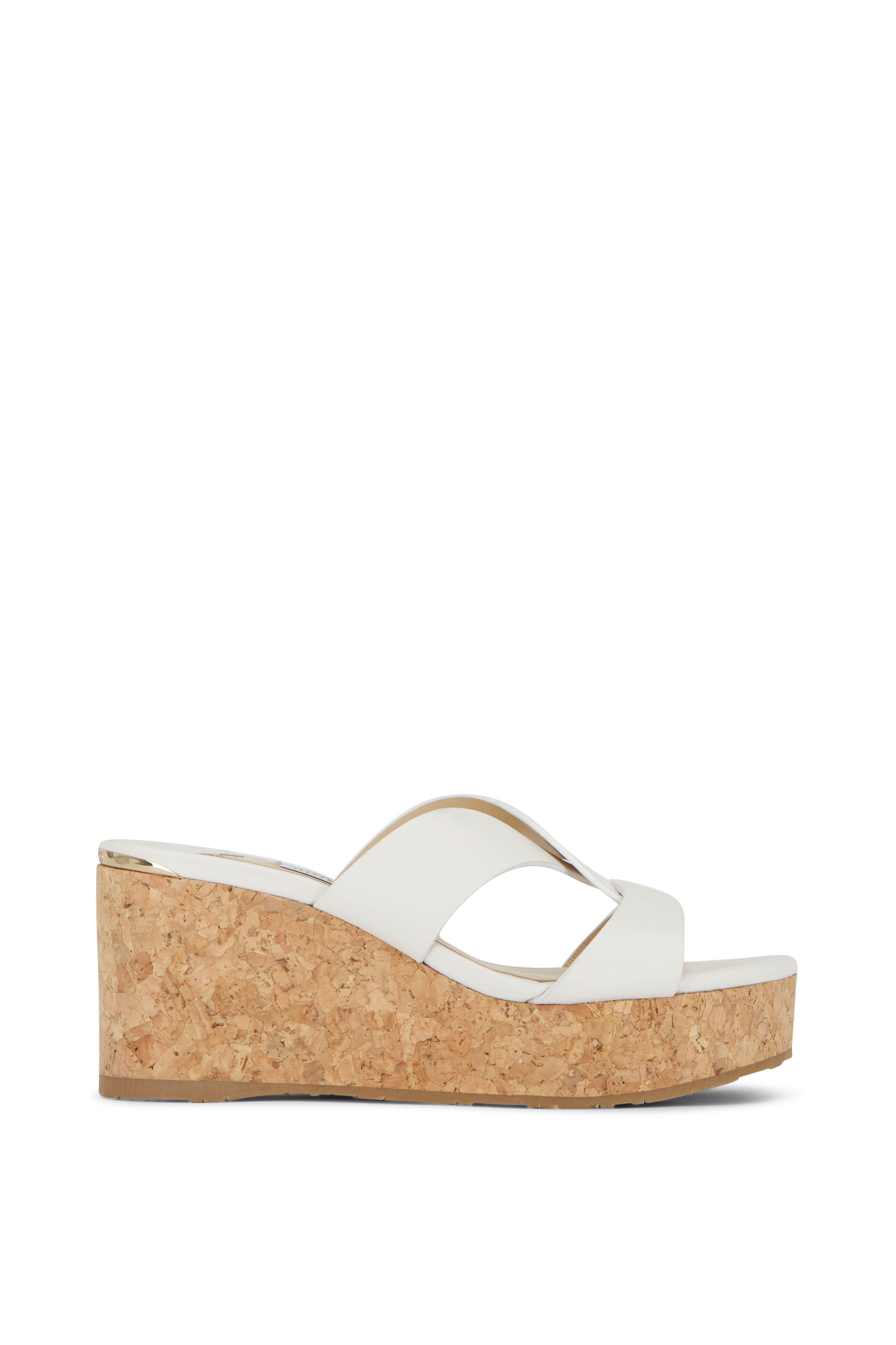 Jimmy Choo - Atia Latte Leather Cork Wedge Slide Sandal, 75mm