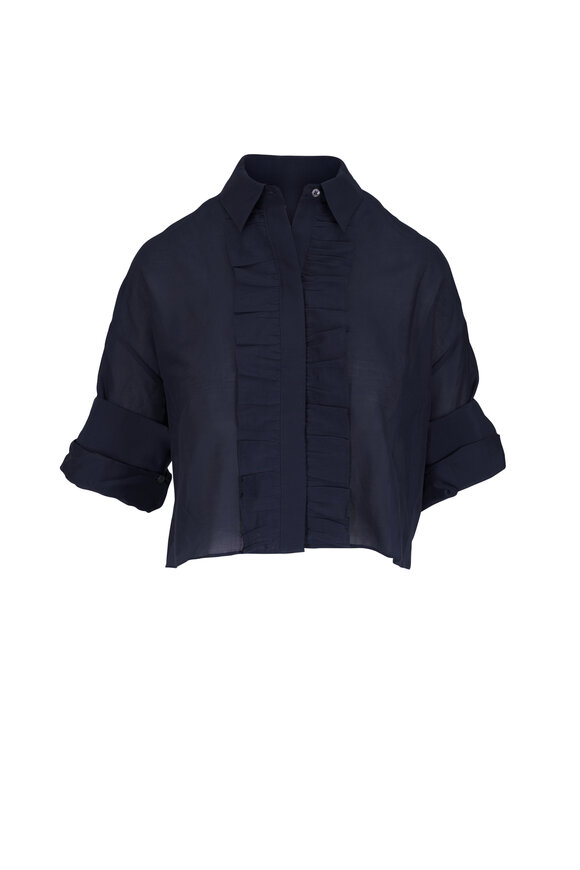 TWP Next Ex Ruffle Midnight Crop Blouse - view 1