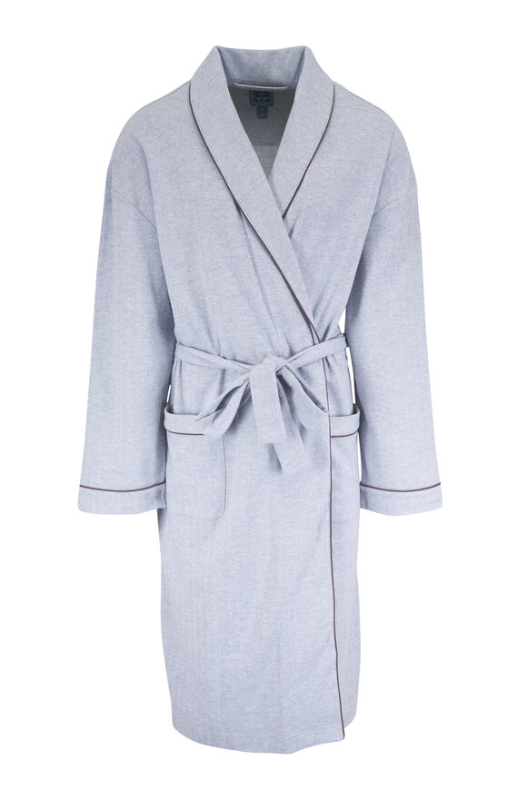 Majestic Gray Frosted Herringbone Cotton Robe - view 1