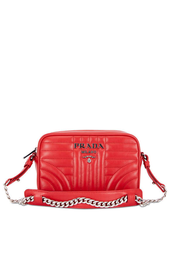 Prada - Red Quilted Leather Chain Shoulder Bag