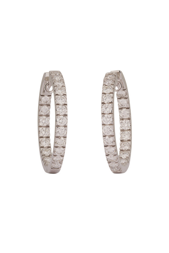 ZYDO 18k White Gold Diamond Hoops - view 1