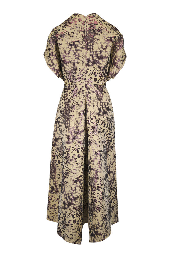 Zero + Maria Cornejo Long Aki Wave Copper Spot Metallic Jacquard Dress - view 3