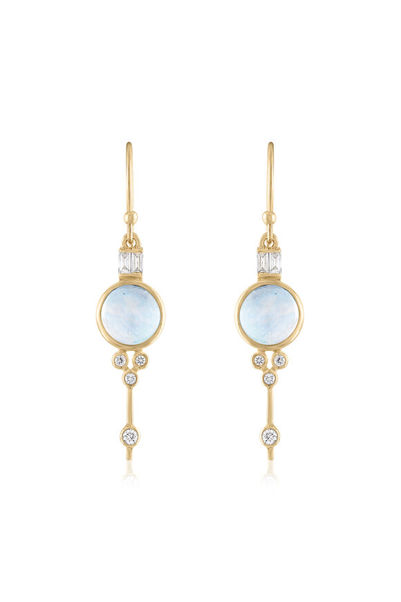 Loriann 14k Yellow Gold Luna Moonstone Earring